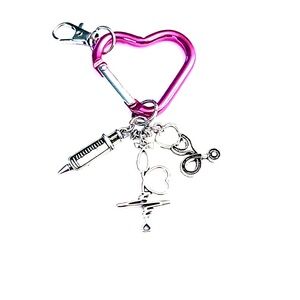 Heart Charm Bag Keychain-Pink